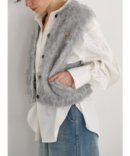 YENN（イエン）の「【 YENN / イエン 】FLUFFY VEST / フラッフィーベスト（ニット/セーター・レディース・グレー/カーキ/ライトグリーン・FREE）」の15枚目の写真