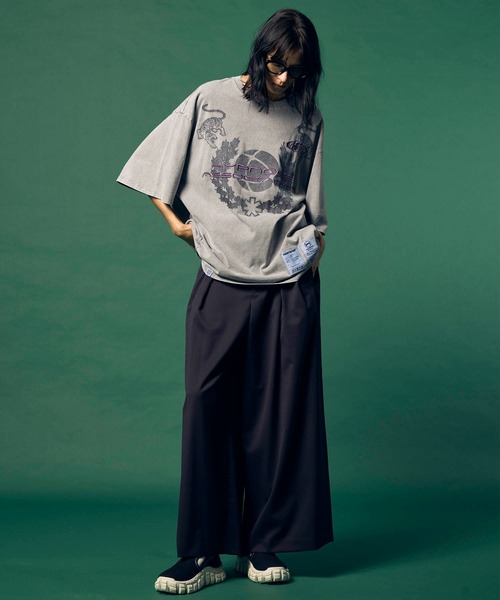 MAISON SPECIAL(メゾンスペシャル)の「《UNISEX》【Hypnose Association for MAISON SPECIAL】「Tiger」Prime-Over Crew Neck T-Shirt/プライムオーバークルーネックTシャツ【MAISON SPECIAL/メゾンスペシャル】(Tシャツ/カットソー・メンズ・ブラック/ライトグレー・2/1)」の5枚目の写真