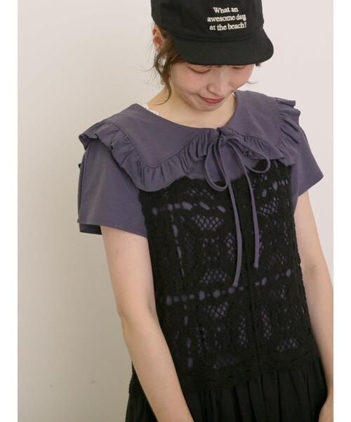 Samansa Mos2(サマンサ モスモス)の「セーラー襟Tシャツ(Tシャツ/カットソー・レディース・キナリ/ネイビー/オフホワイト・F)」の19枚目の写真