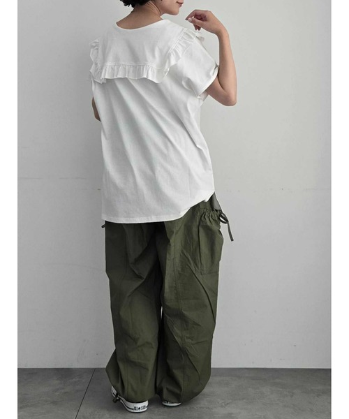 Samansa Mos2(サマンサ モスモス)の「セーラー襟Tシャツ(Tシャツ/カットソー・レディース・キナリ/ネイビー/オフホワイト・F)」の11枚目の写真