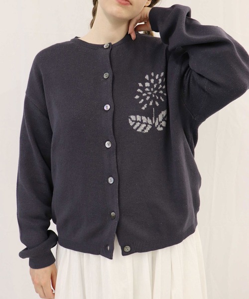 haupia（ハウピア）の「Dahlia'Swan Lake'【ニットカーディガン】（カーディガン/ボレロ・レディース・チャコールグレー/クリーム/ブラック/サックスブルー・MEDIUM）」の2枚目の写真