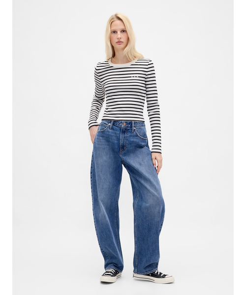 GAP（ギャップ）の「リブ Gapロゴ クロップド クルーネックTシャツ（Tシャツ/カットソー・レディース・ブラック/ホワイト/グリーン/グレー/ブラック系その他・XS/S/M/L/XL/XXS）」の7枚目の写真