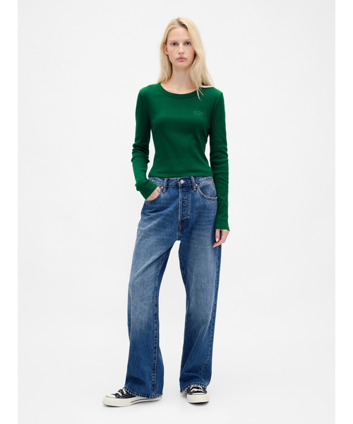 GAP（ギャップ）の「リブ Gapロゴ クロップド クルーネックTシャツ（Tシャツ/カットソー・レディース・ブラック/ホワイト/グリーン/グレー/ブラック系その他・XS/S/M/L/XL/XXS）」の8枚目の写真