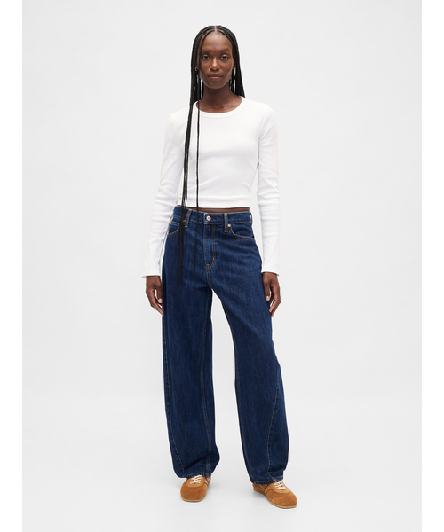 GAP（ギャップ）の「リブ Gapロゴ クロップド クルーネックTシャツ（Tシャツ/カットソー・レディース・ブラック/ホワイト/グリーン/グレー/ブラック系その他・XS/S/M/L/XL/XXS）」の9枚目の写真
