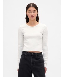 リブ Gapロゴ クロップド クルーネックTシャツ