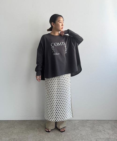 LHELBIE(レルビエ)の「ポンチョロゴロンT(Tシャツ/カットソー・レディース・チャコールグレー/オフホワイト/ネイビー・M)」の18枚目の写真