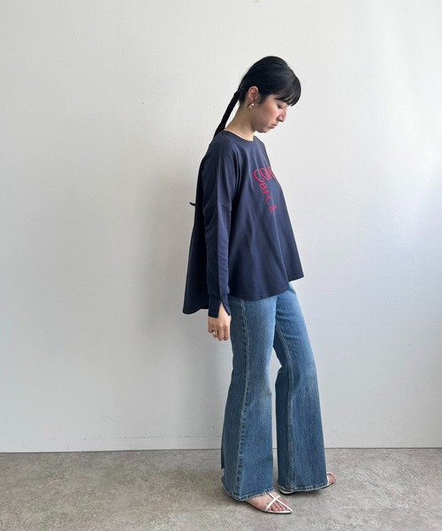 LHELBIE(レルビエ)の「ポンチョロゴロンT(Tシャツ/カットソー・レディース・チャコールグレー/オフホワイト/ネイビー・M)」の4枚目の写真