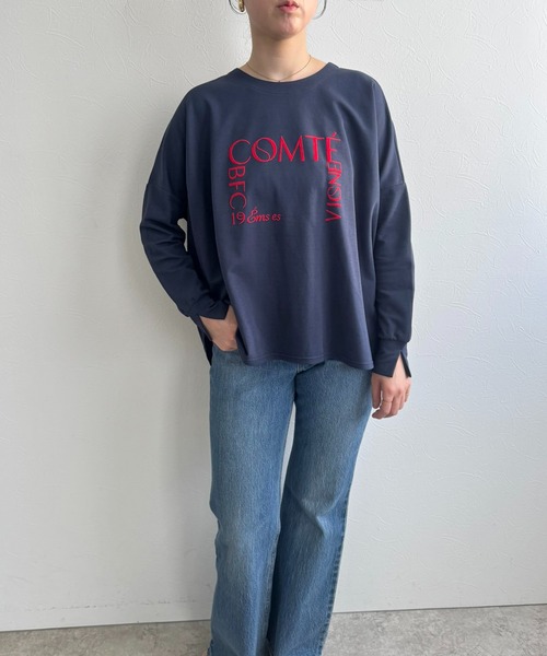 LHELBIE(レルビエ)の「ポンチョロゴロンT(Tシャツ/カットソー・レディース・チャコールグレー/オフホワイト/ネイビー・M)」の9枚目の写真