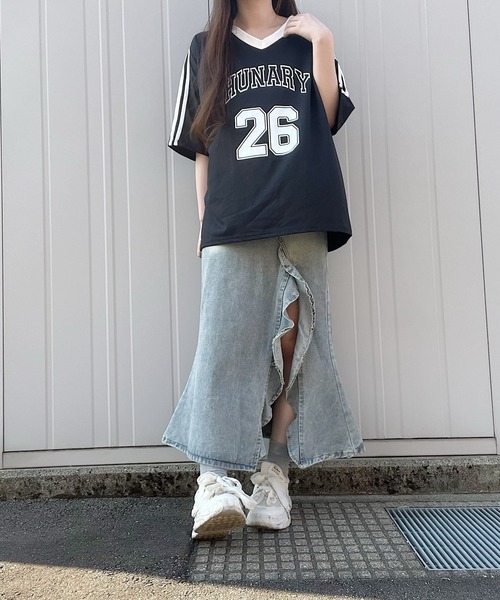 Nana(ナナ)の「フリルスリットマーメイドスカート(スカート・レディース・ブルー・FREE)」の6枚目の写真