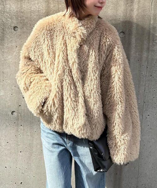 FREE'S MART（フリーズマート）の「◆ファースタンドブルゾン（ブルゾン・レディース・ベージュ/ブラウン・SMALL/MEDIUM）」の12枚目の写真