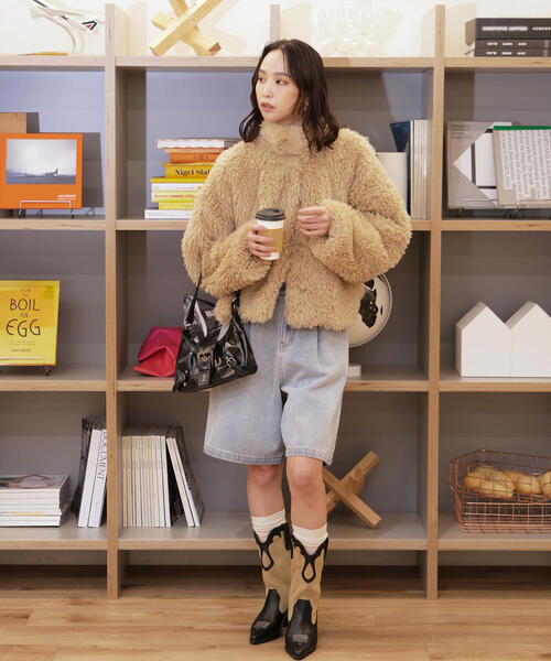 FREE'S MART（フリーズマート）の「◆ファースタンドブルゾン（ブルゾン・レディース・ベージュ/ブラウン・SMALL/MEDIUM）」の19枚目の写真