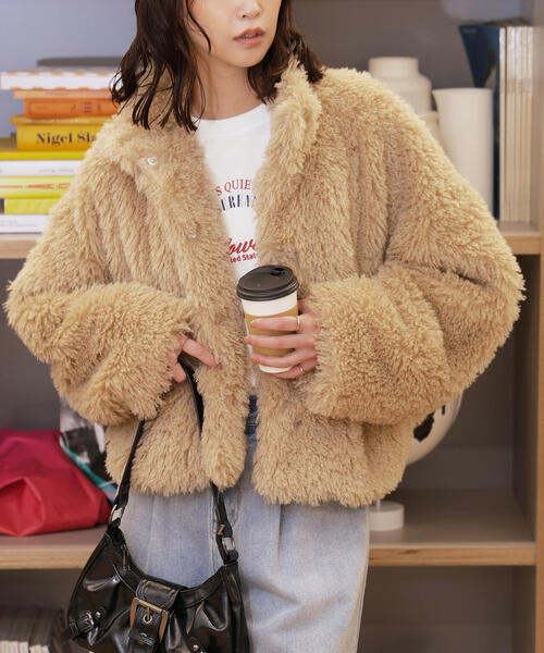 FREE'S MART（フリーズマート）の「◆ファースタンドブルゾン（ブルゾン・レディース・ベージュ/ブラウン・SMALL/MEDIUM）」の21枚目の写真