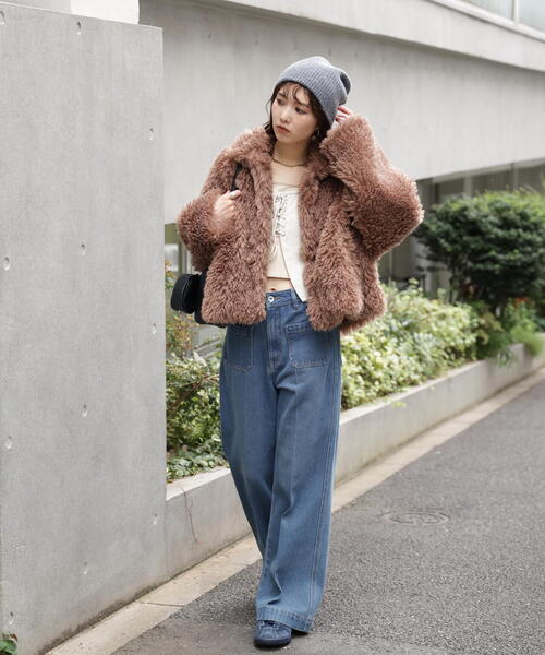 FREE'S MART（フリーズマート）の「◆ファースタンドブルゾン（ブルゾン・レディース・ベージュ/ブラウン・SMALL/MEDIUM）」の11枚目の写真