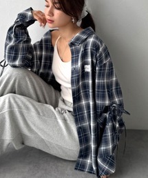 トップス（ブルー・ネイビー/青色系・リボン）ファッション通販