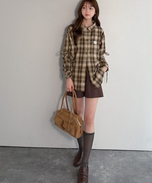 セール】【mily bilet】アレンジ自在！2wayオフショルチェック柄襟