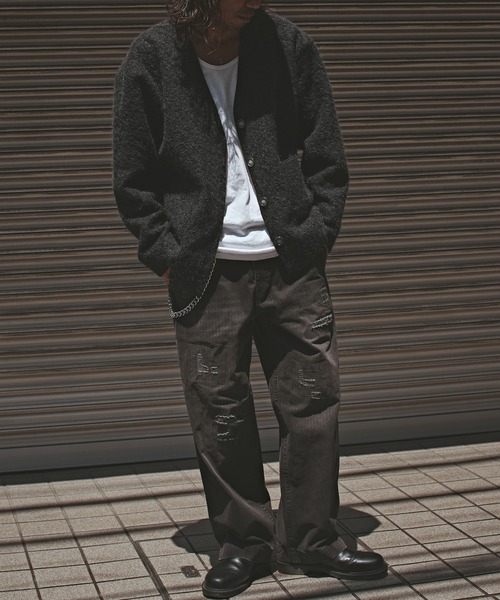 ALL RUNS（オールランズ）の「肩落ちシルエットウールカーディガン（カーディガン/ボレロ・メンズ・グレー/ブラック・FREE）」の5枚目の写真