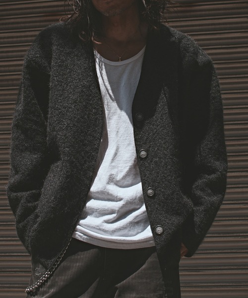 ALL RUNS（オールランズ）の「肩落ちシルエットウールカーディガン（カーディガン/ボレロ・メンズ・グレー/ブラック・FREE）」の3枚目の写真