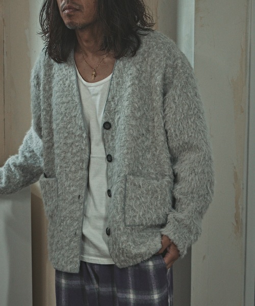 ALL RUNS（オールランズ）の「肩落ちシルエットウールカーディガン（カーディガン/ボレロ・メンズ・グレー/ブラック・FREE）」の16枚目の写真