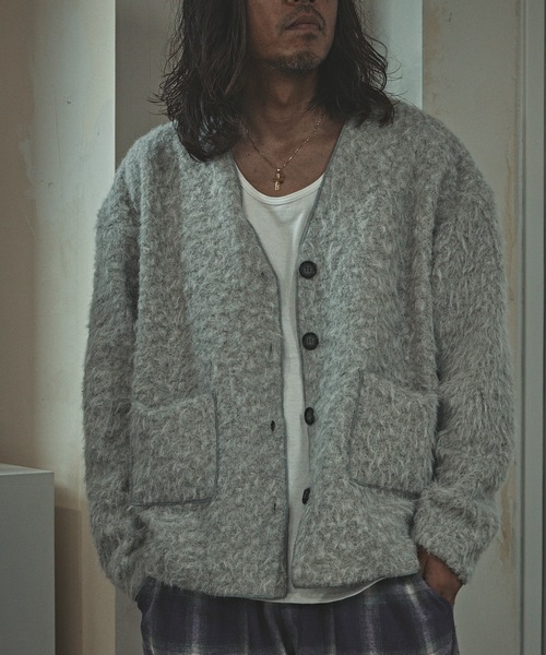 ALL RUNS（オールランズ）の「肩落ちシルエットウールカーディガン（カーディガン/ボレロ・メンズ・グレー/ブラック・FREE）」の17枚目の写真