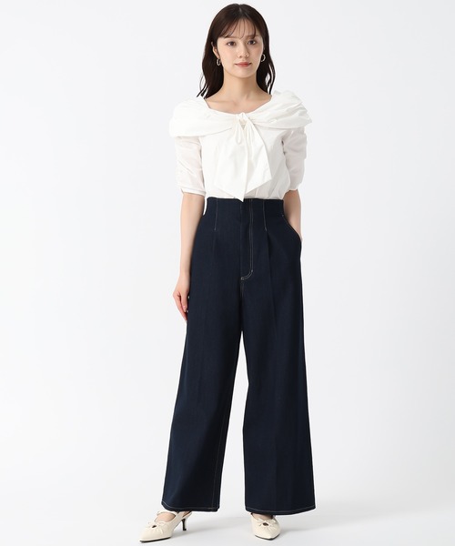 31 Sons de mode（トランテアン　ソン　ドゥ　モード）の「2025秋冬新作 バックレースアップワイドデニムパンツ（デニムパンツ・レディース・ブルー/インディゴブルー・M/S）」の22枚目の写真