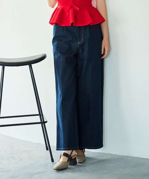 31 Sons de mode（トランテアン　ソン　ドゥ　モード）の「2025秋冬新作 バックレースアップワイドデニムパンツ（デニムパンツ・レディース・ブルー/インディゴブルー・M/S）」の8枚目の写真