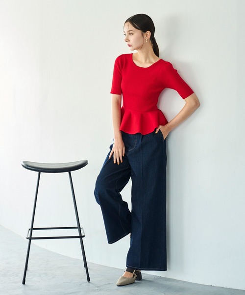 31 Sons de mode（トランテアン　ソン　ドゥ　モード）の「2025秋冬新作 バックレースアップワイドデニムパンツ（デニムパンツ・レディース・ブルー/インディゴブルー・M/S）」の9枚目の写真