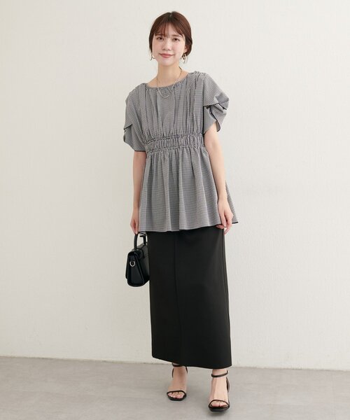natural couture(ナチュラルクチュール)の「【ako】セルフカットタイトスカート(スカート・レディース・チャコールグレー/ブラック/グリーン・FREE)」の13枚目の写真