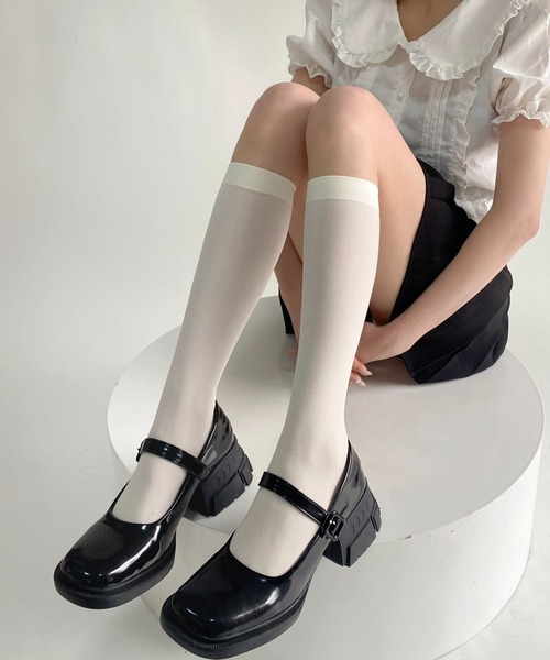 Burner（バーナー）の「【OKUOKU　0909】カラフル　ハイソックス oku-leg-766757976888-3（ソックス/靴下・レディース・オレンジ/パープル/ロイヤルブルー/コバルトブルー/ネイビー/ライトグリーン/レッド/チェリーレッド/ピンク/ダークブラウン/ベージュ系その他/ホワイト/ライトイエロー/フューシャピンク/ターコイズブルー/オフホワイト/グレー/ブラック・FREE）」の3枚目の写真