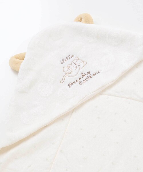 SLAP SLIP BABY（スラップスリップベビー）の「【お揃い】アニマルクマウサギネコ恐竜ポコポコボアフード付きおくるみベビー（おくるみ・キッズ・ベージュ/オフホワイト/ピンク/グリーン・FREE）」の6枚目の写真