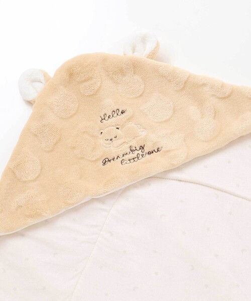 SLAP SLIP BABY（スラップスリップベビー）の「【お揃い】アニマルクマウサギネコ恐竜ポコポコボアフード付きおくるみベビー（おくるみ・キッズ・ベージュ/オフホワイト/ピンク/グリーン・FREE）」の12枚目の写真