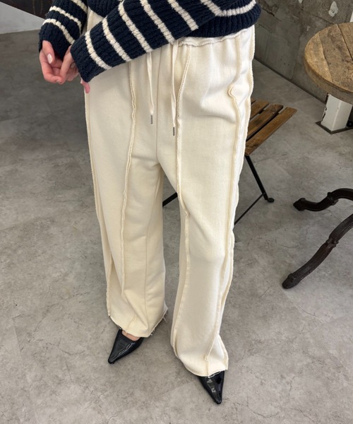 FUULLY STUDIO(フーリィーステューディオ)の「スウェットシームイージーパンツ(スウェットパンツ・レディース・アイボリー/ブラック/グレー・FREE)」の12枚目の写真