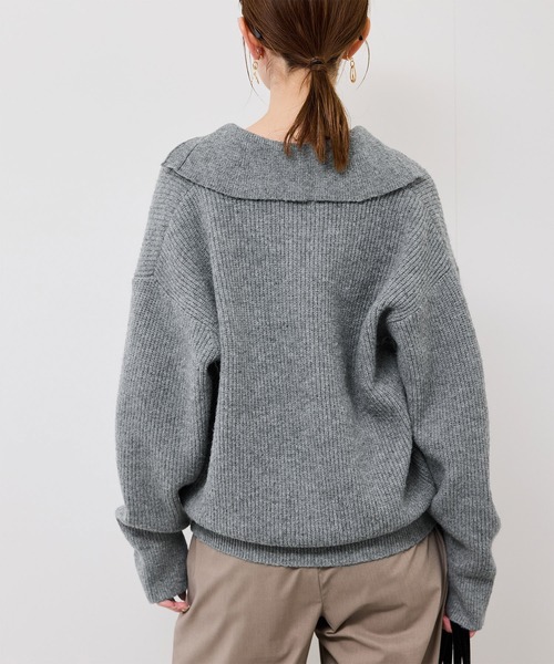 スキッパーポロニットプルオーバー/イージーケア（ニット/セーター