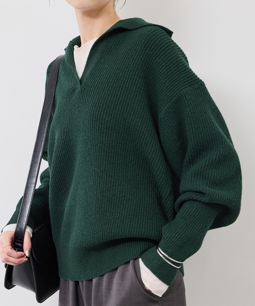 ROPE' PICNIC(ロペピクニック)の「スキッパーポロニットプルオーバー/イージーケア(ニット/セーター・レディース・グレー/オフホワイト/ダークグリーン/ネイビー・FREE)」の20枚目の写真