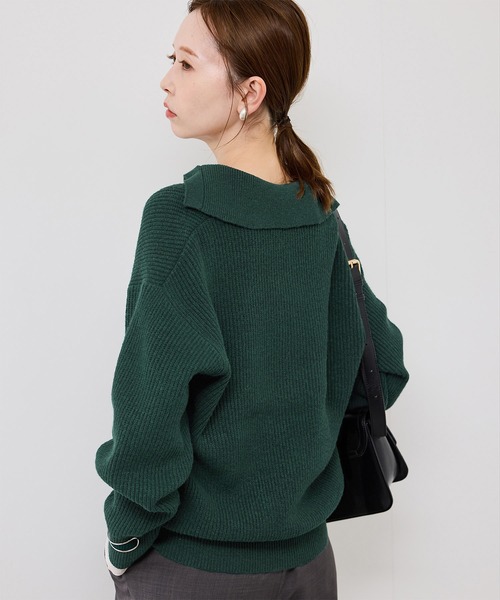 ROPE' PICNIC(ロペピクニック)の「スキッパーポロニットプルオーバー/イージーケア(ニット/セーター・レディース・グレー/オフホワイト/ダークグリーン/ネイビー・FREE)」の21枚目の写真