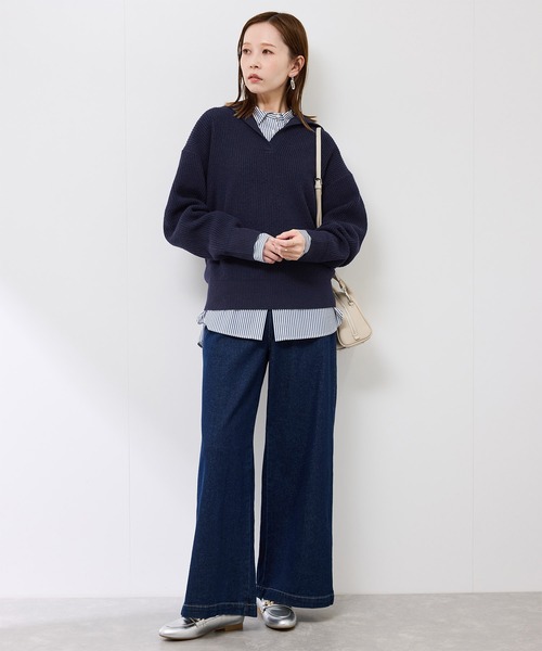 ROPE' PICNIC(ロペピクニック)の「スキッパーポロニットプルオーバー/イージーケア(ニット/セーター・レディース・グレー/オフホワイト/ダークグリーン/ネイビー・FREE)」の22枚目の写真