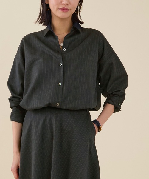 marmors（マルモア）の「【marmors】arrangement shirt〈セットアップ対応〉（シャツ/ブラウス・レディース・ベージュ/ライトグレー/グレー・36）」の3枚目の写真