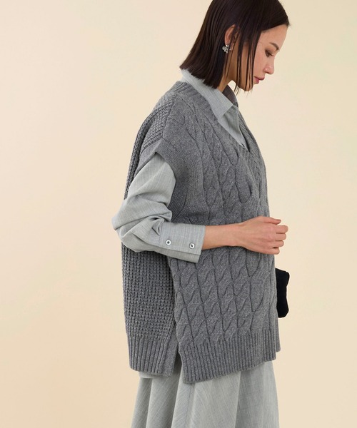 marmors（マルモア）の「【marmors】arrangement shirt〈セットアップ対応〉（シャツ/ブラウス・レディース・ベージュ/ライトグレー/グレー・36）」の10枚目の写真