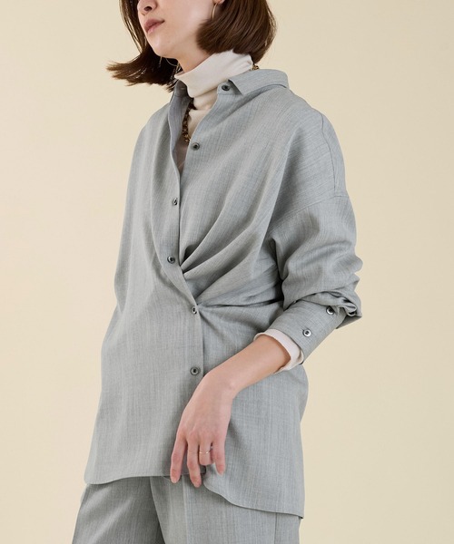 marmors（マルモア）の「【marmors】arrangement shirt〈セットアップ対応〉（シャツ/ブラウス・レディース・ベージュ/ライトグレー/グレー・36）」の12枚目の写真