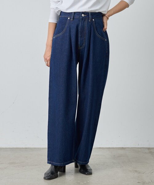 BEARDSLEY（ビアズリー）の「《FRIPIER》バギータックデニム（デニムパンツ・レディース・インディゴブルー・2/1/0）」の6枚目の写真