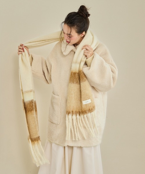 【新品未使用】ollun bicolor volume muffler OLUN（オルン）の「volume mix color muffler/ボリュームミックス