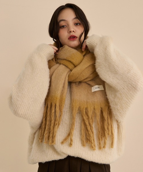 【新品未使用】 ollun マフラー ブラウン OLUN マフラー ストール volume mix color muffler/ボリュームミックス