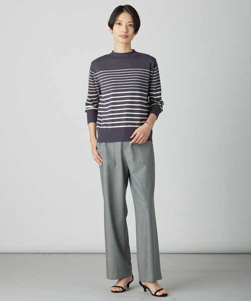 J.PRESS(ジェイプレス)の「SOFT TOUCH WOOL ボーダー ニット(ニット/セーター・レディース・ネイビー系1/ベージュ系1/グレー系1・T15/T13)」の7枚目の写真