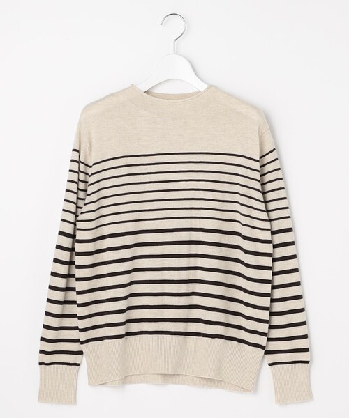 J.PRESS(ジェイプレス)の「SOFT TOUCH WOOL ボーダー ニット(ニット/セーター・レディース・ネイビー系1/ベージュ系1/グレー系1・T15/T13)」の11枚目の写真