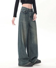 ADDITION STORE | 【腰ポケット周りの髭加工◎】ハイウエスト ビンテージ ワイドデニム / High-waisted vintage wide-leg denim(デニムパンツ)