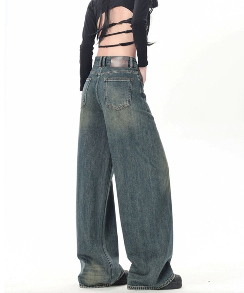 セール】【腰ポケット周りの髭加工◎】ハイウエスト ビンテージ