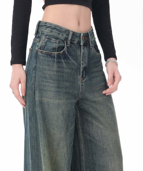 セール】【腰ポケット周りの髭加工◎】ハイウエスト ビンテージ