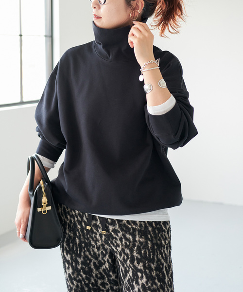 Spick & Span（スピックアンドスパン）の「《WEB限定 / 追加》裏毛ハイネックプルオーバー（スウェット・レディース・ブラック/アイボリー・FREE）」の6枚目の写真