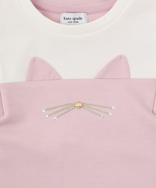 【kate spade/ケイトスペード】フレアワンピース　猫　キャット　総柄 袖切り替えキャットワンピース（ワンピース）｜kate spade new