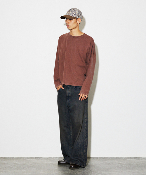 JOURNAL STANDARD（ジャーナルスタンダード）の「ルーズフィット クロップド ロンT / 短丈（Tシャツ/カットソー・メンズ・ホワイト/ブラウン/ブラック系その他・MEDIUM/LARGE）」の7枚目の写真