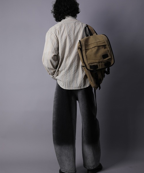 HOOK(フック)の「HOOK -original- 古着風ジャカードチェック柄シャツ(シャツ/ブラウス・メンズ・ライトベージュ/グリーン/ブラック・XL/M/L)」の12枚目の写真